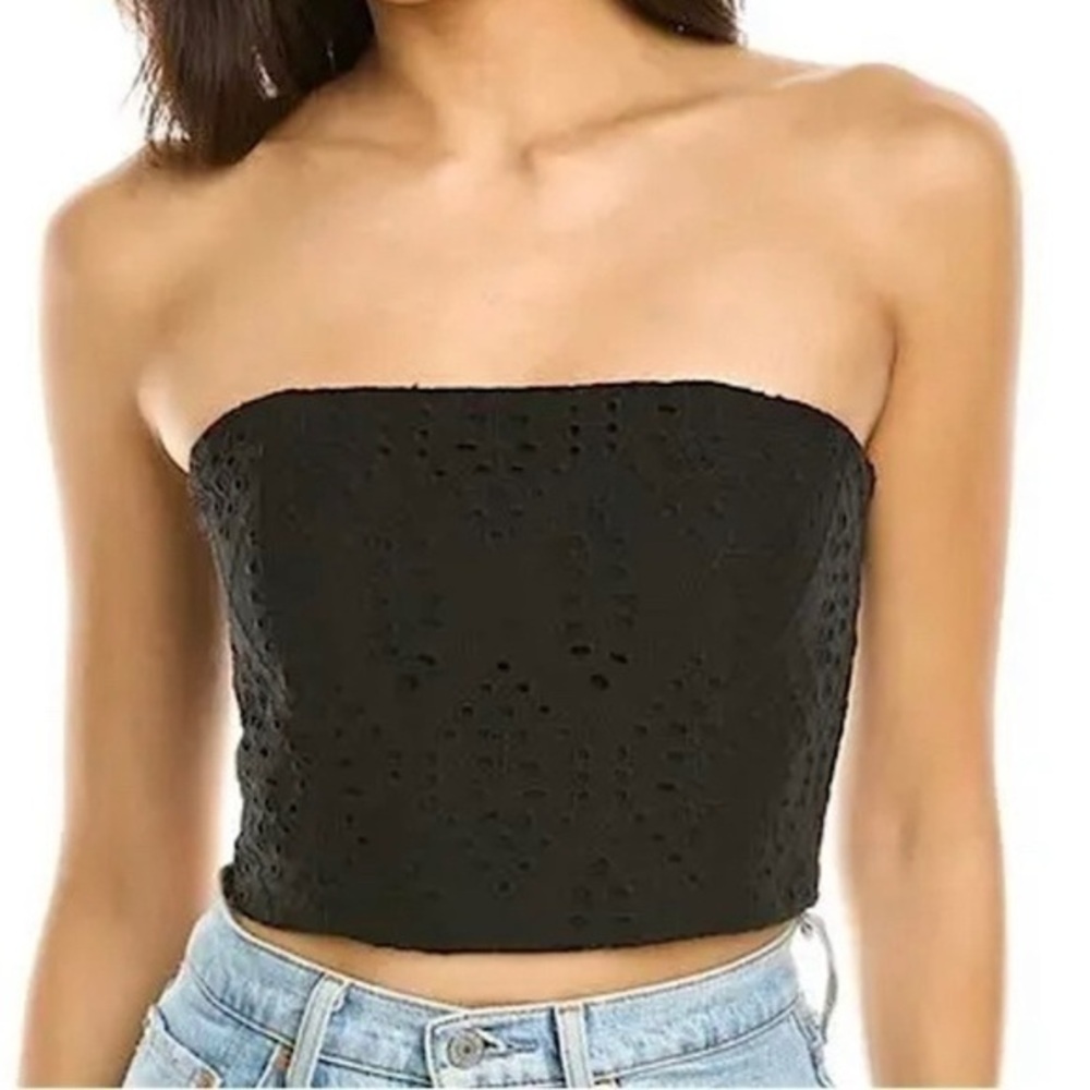 🅽🅴🆆 𝐚𝐥𝐢𝐜𝐞 + 𝐨𝐥𝐢𝐯𝐢𝐚 HTF Ceresi Bandeau black eyelet crop tube top 0